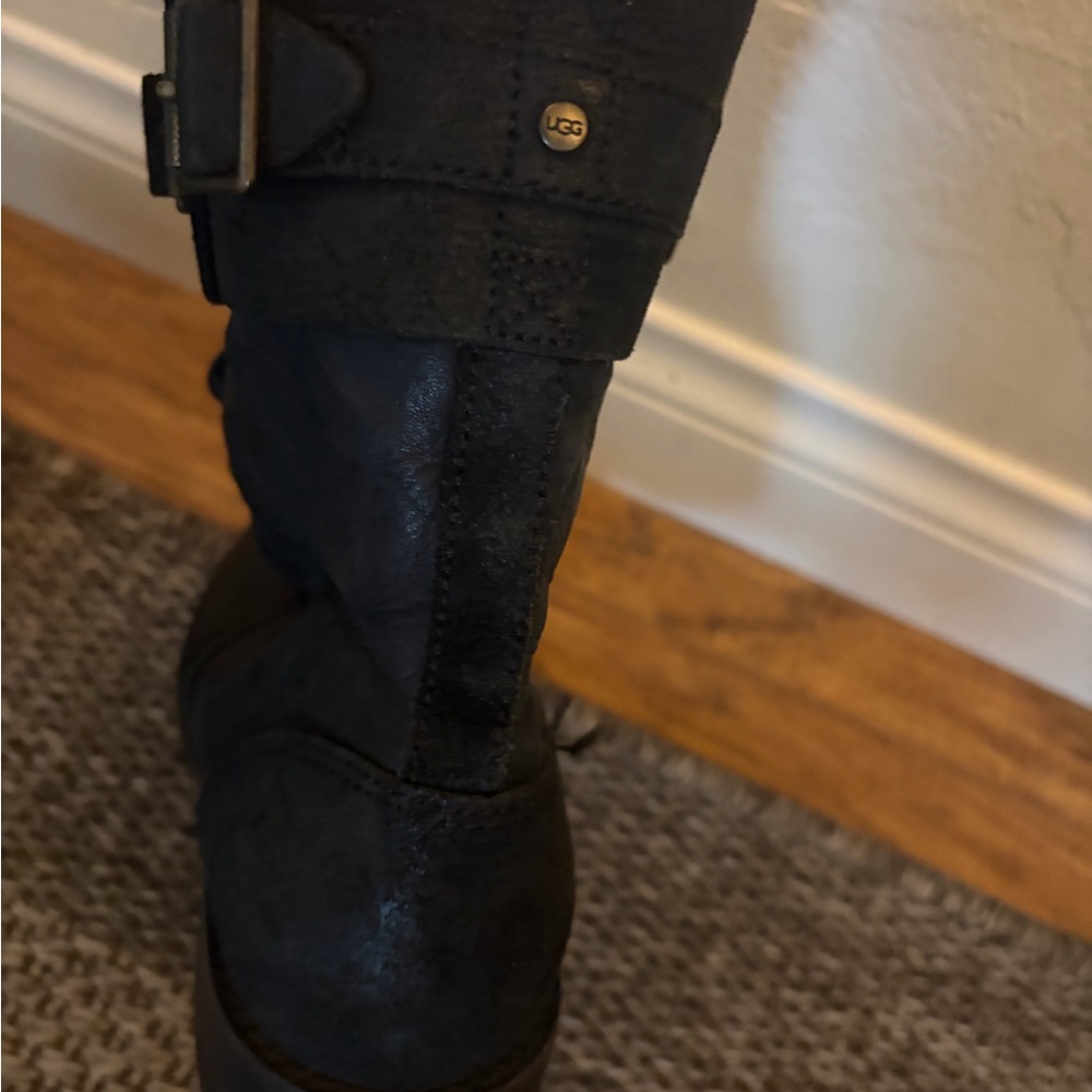 UGG Black Leather Boots - Picture 3 of 8